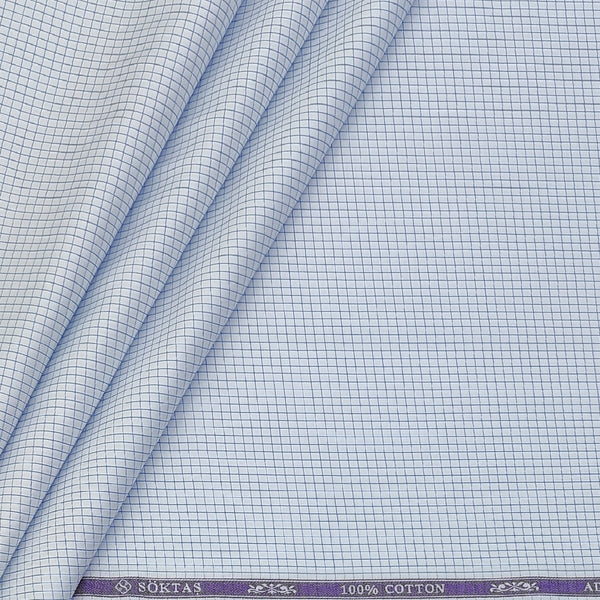 Shirt Fabric Soktas Finest 80s Giza Cotton Graph Check Colour Blue N White