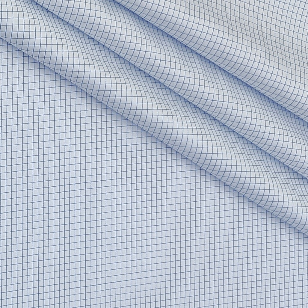 Shirt Fabric Soktas Finest 80s Giza Cotton Graph Check Colour Blue N White
