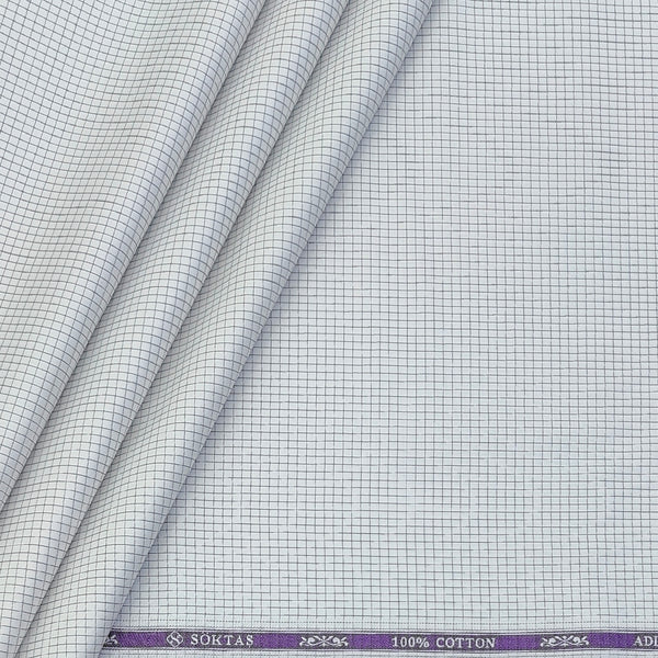 Shirt Fabric Soktas Finest 80s Giza Cotton Graph Check Colour Grey N White