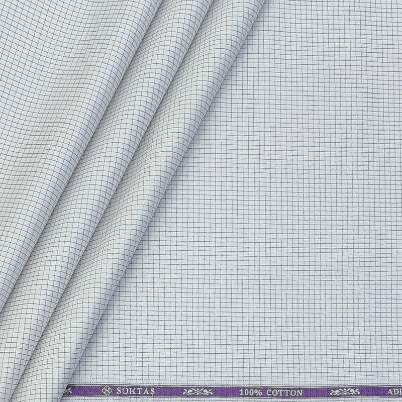 Shirt Fabric Soktas Finest 80s Giza Cotton Graph Check Colour Grey N White