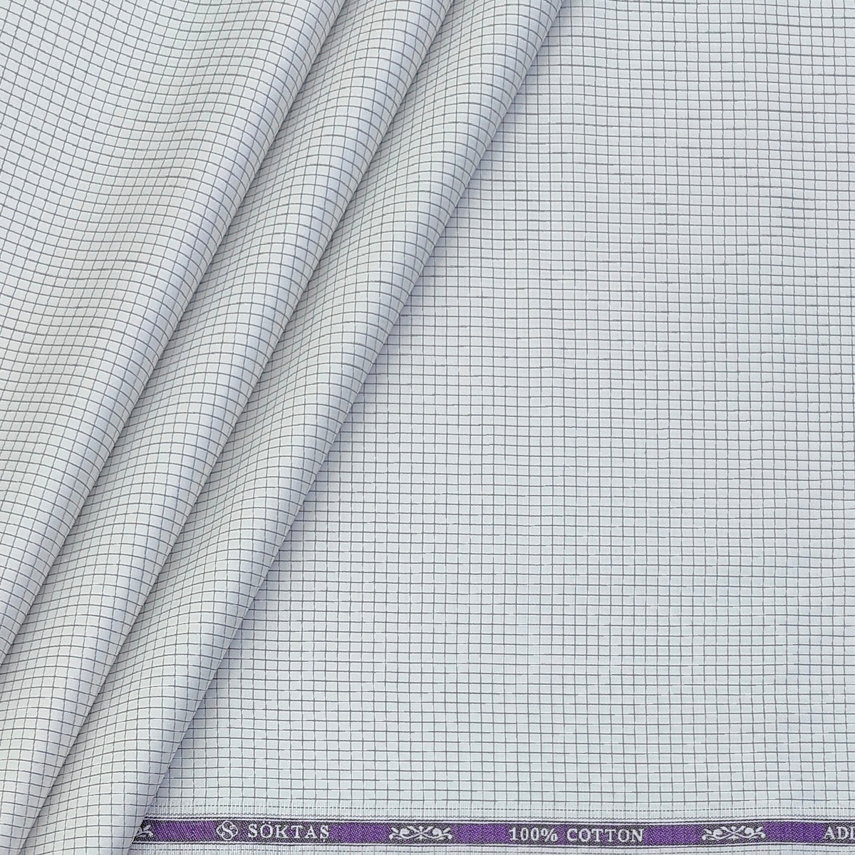Shirt Fabric Soktas Finest 80s Giza Cotton Graph Check Colour Grey N White