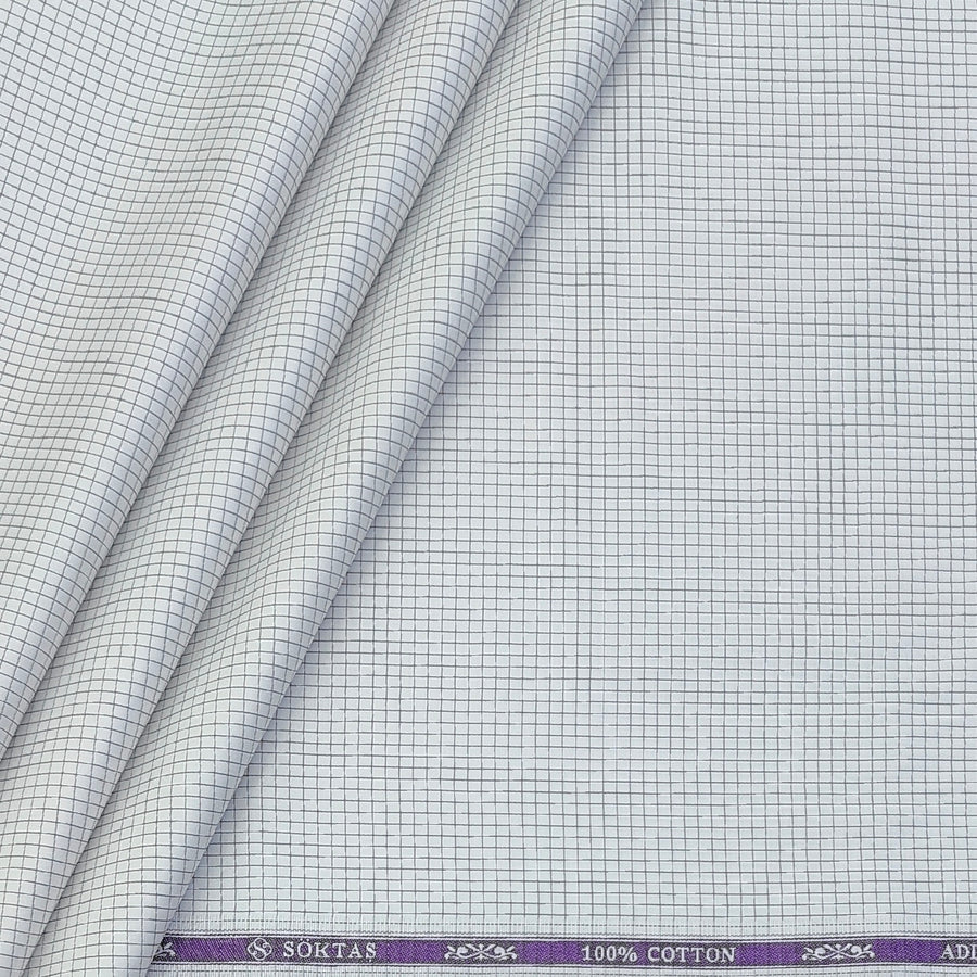 Shirt Fabric Soktas Finest 80s Giza Cotton Graph Check Colour Grey N White