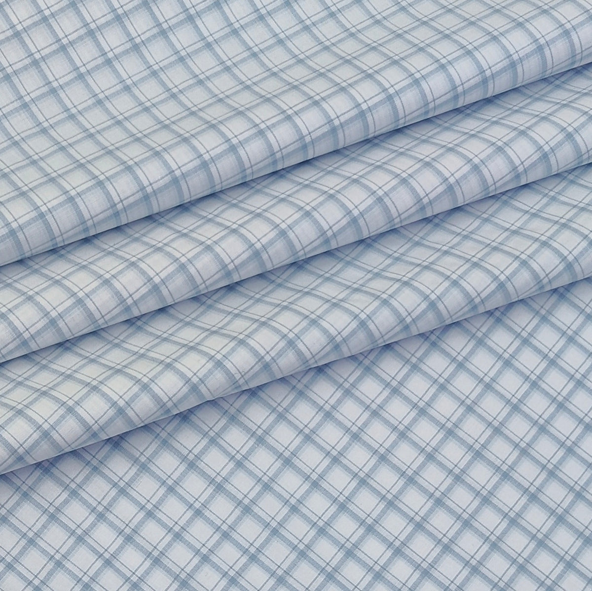 Shirt Fabric Soktas Finest 80s Giza Cotton Windowpane Check Colour Light Blue N White