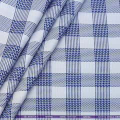 Shirt Fabric Soktas Finest 80s Giza Cotton Windowpane Check Colour Royal Blue N White