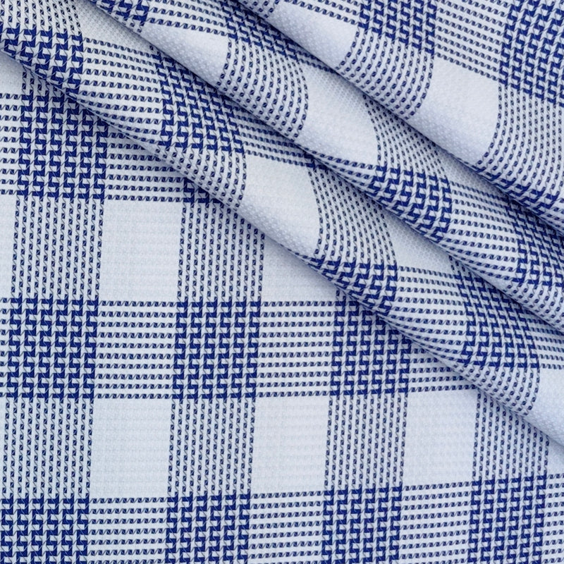 Shirt Fabric Soktas Finest 80s Giza Cotton Windowpane Check Colour Royal Blue N White