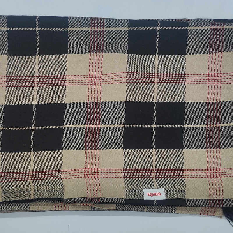 Raymond Paras Warm Shawl Lohi Tartan Plaid Check  Color Black,Maroon N Dusty Brown