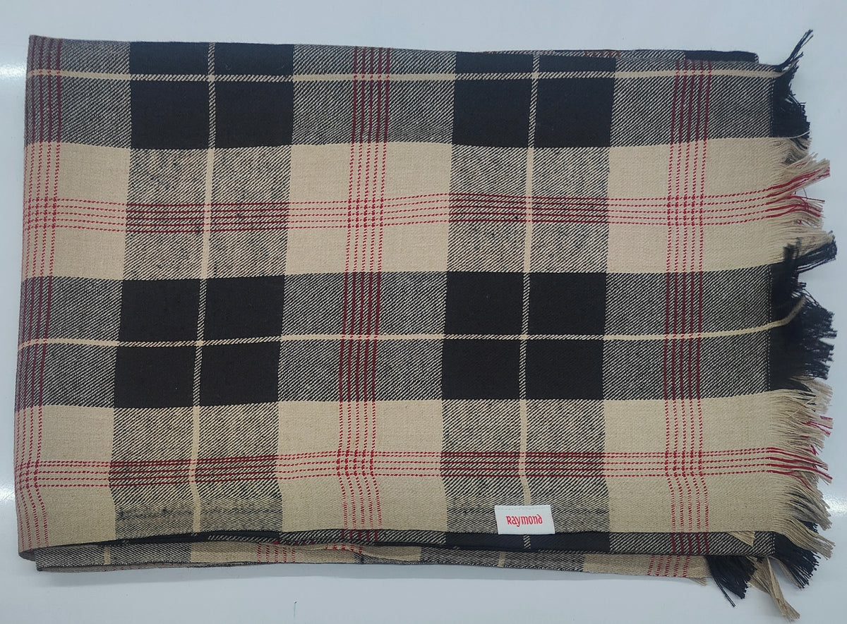 Raymond Paras Warm Shawl Lohi Tartan Plaid Check  Color Black,Maroon N Dusty Brown