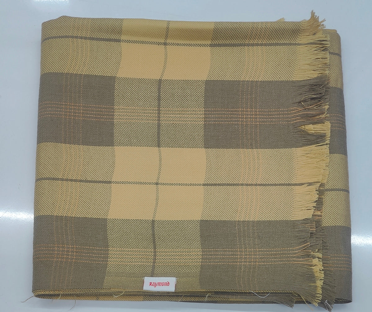Raymond Paras Warm Shawl Lohi Tartan Plaid Check  Color Muted Beige N Grey