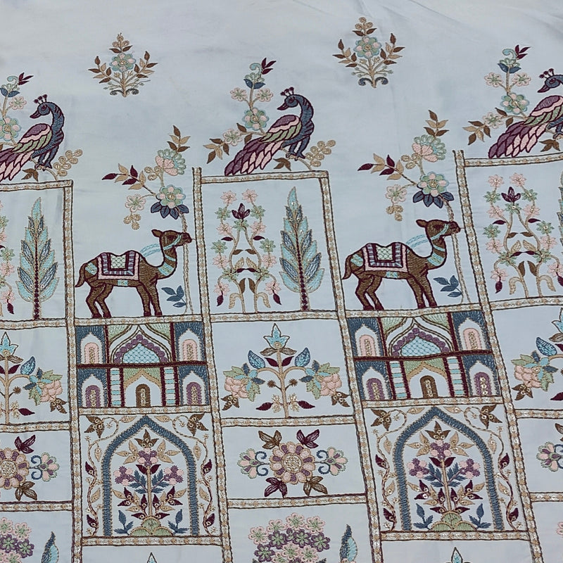 Kurta Fabric ManTire Designer Silk Rajasthani Royal Embroidery Colour Dusty Pink, Sage Green, Maroon N Off White