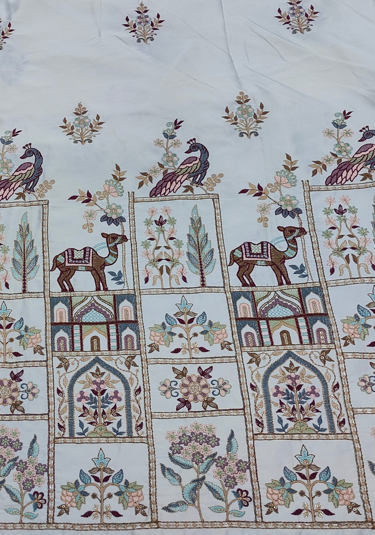 Kurta Fabric ManTire Designer Silk Rajasthani Royal Embroidery Colour Dusty Pink, Sage Green, Maroon N Off White