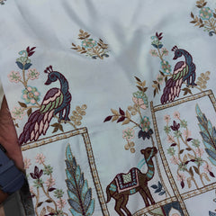 Kurta Fabric ManTire Designer Silk Rajasthani Royal Embroidery Colour Dusty Pink, Sage Green, Maroon N Off White
