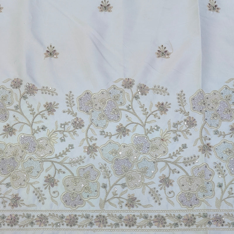 Kurta Fabric ManTire Designer Silk beads work,cutdana,sequins,and thread Embroidery Colour White
