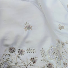 Kurta Fabric ManTire Designer Silk beads work,cutdana,sequins,and thread Embroidery Colour White