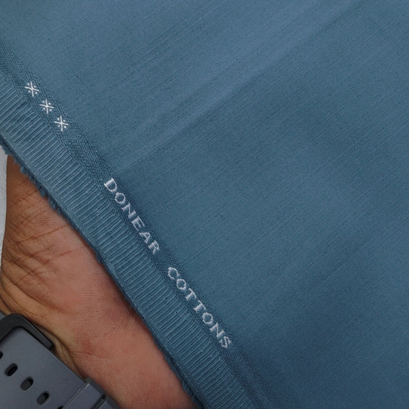 Trouser Fabric Donear Pure Cotton Slub Colour Ocean Blue