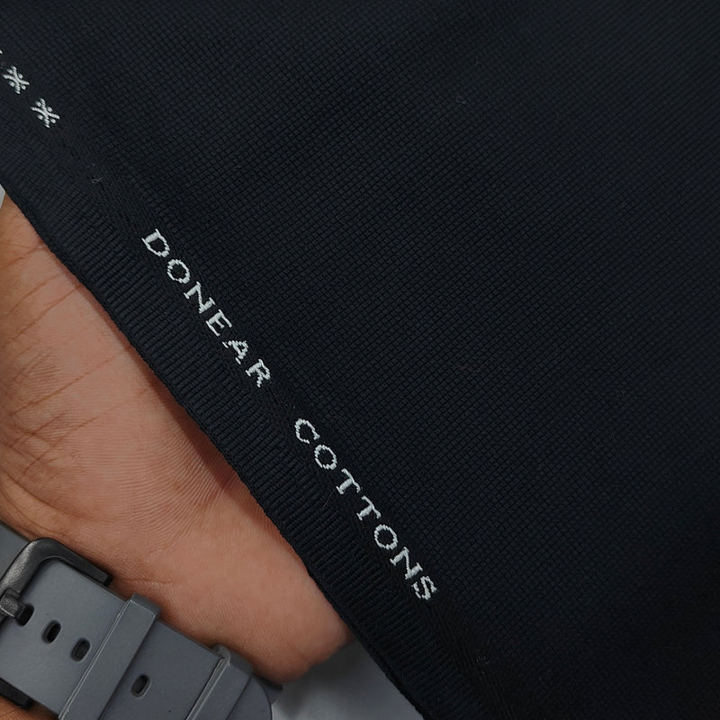 Trouser Fabric Donear Pure Cotton Stretchable Textured Colour Night Blue