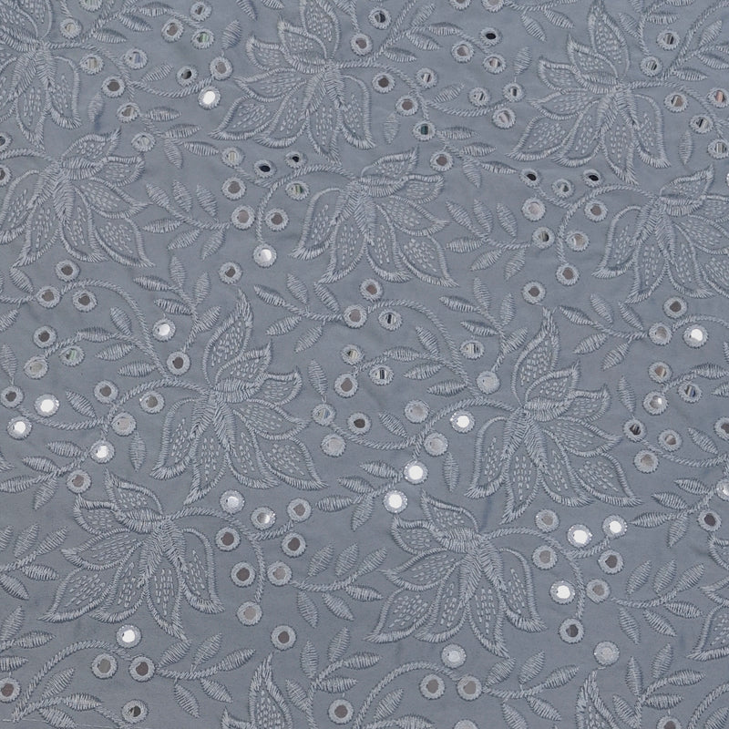 Kurta Fabric ManTire Designer Silk Chikankari Lucknowi Colour Bluish Silver Grey