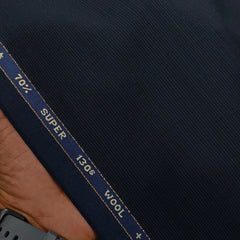 Raymond Exotic Premium Super 130s Count 70% wool Pin Stripe Suiting Fabric Colour Dark Blue