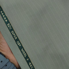 Raymond Exotic Premium Super 110s Count 52% wool Chalkstripe Suiting Fabric Colour Elaichi Green