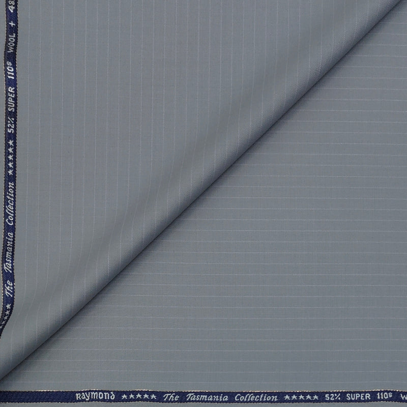 Raymond Exotic Premium Super 110s Count 52% wool Chalk stripe Suiting Fabric Colour Silver Grey