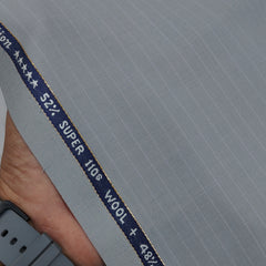 Raymond Exotic Premium Super 110s Count 52% wool Chalk stripe Suiting Fabric Colour Silver Grey