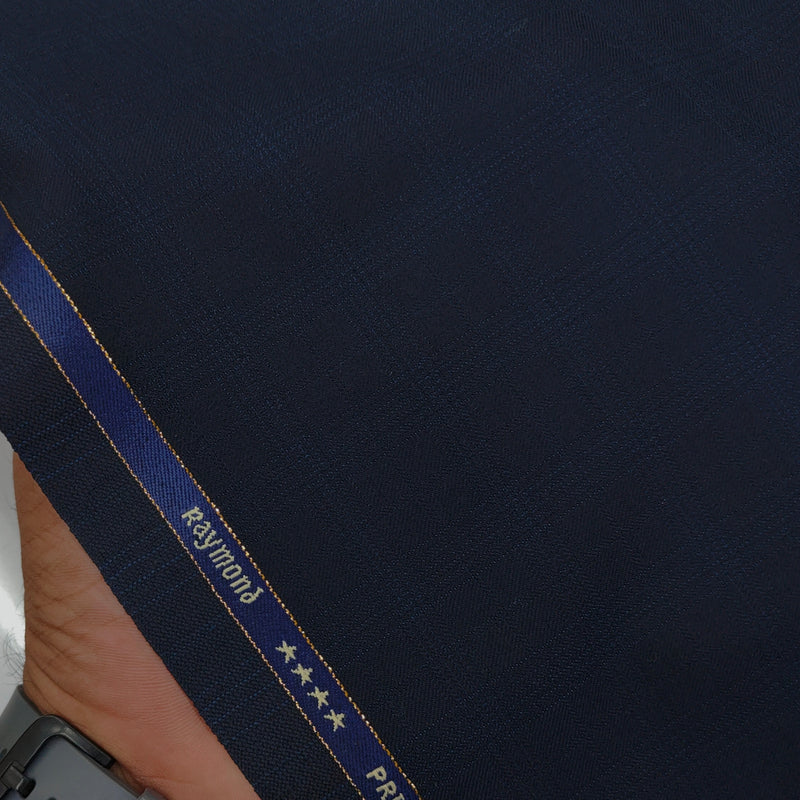 Raymond Exotic Premium Super 140s Count 45% wool Mild Check Suiting Fabric Colour Frenchy Blue