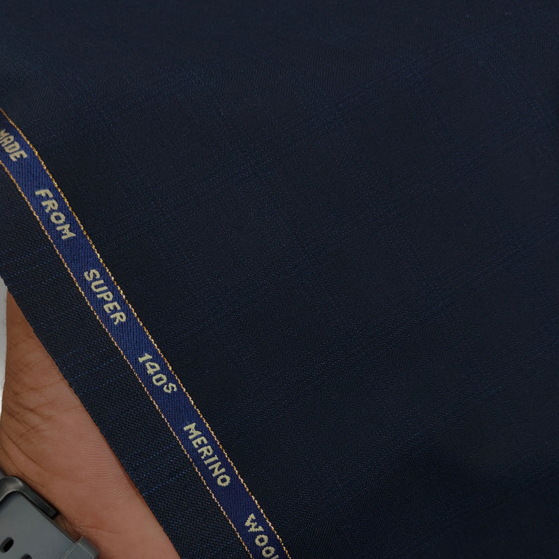 Raymond Exotic Premium Super 140s Count 45% wool Mild Check Suiting Fabric Colour Frenchy Blue