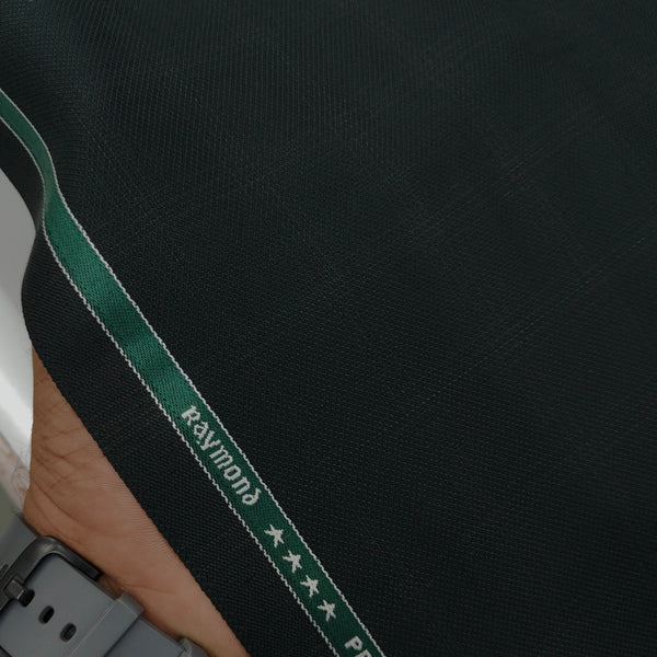 Raymond Exotic Premium Super 140s Count 45% wool Check Suiting Fabric Colour Forest Green