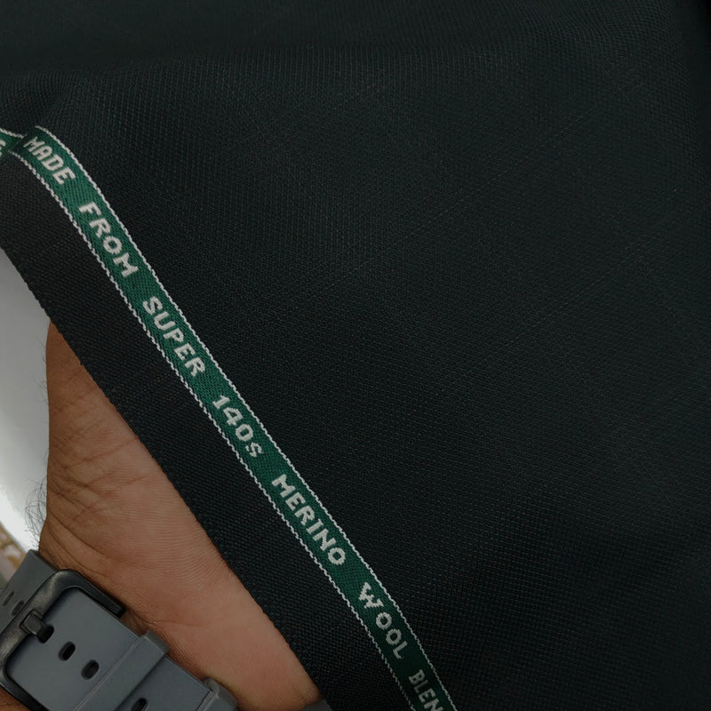 Raymond Exotic Premium Super 140s Count 45% wool Check Suiting Fabric Colour Forest Green