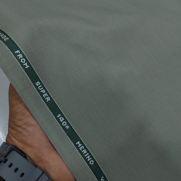 Raymond Exotic Premium Super 140s Count 45% wool Plain Suiting Fabric Colour Swamp Green