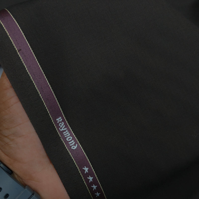 Raymond Exotic Premium Super 140s Count 45% wool Plain Suiting Fabric Colour Dark Bistre Brown