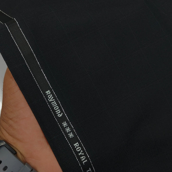 Raymond Exotic Premium Super 120s Count 30% wool Check Suiting Fabric Colour Black