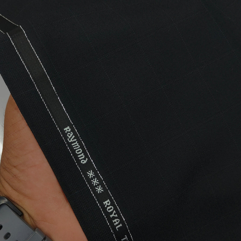 Raymond Exotic Premium Super 120s Count 30% wool Check Suiting Fabric Colour Black