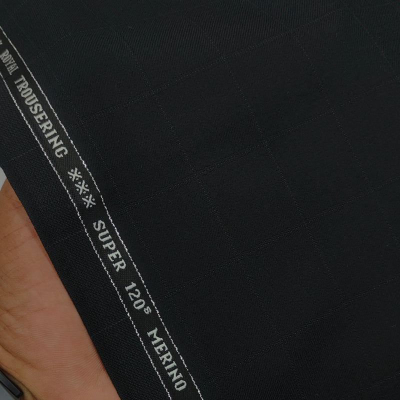 Raymond Exotic Premium Super 120s Count 30% wool Check Suiting Fabric Colour Black