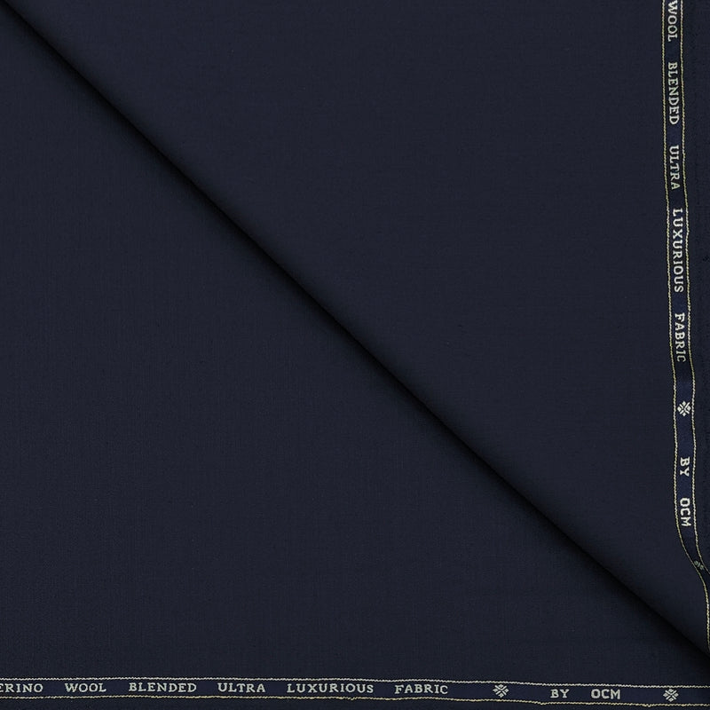 Trouser Fabric OCM Exotic Premium Super 150s Count 40% Merino Wool Plain Color Midnight Blue