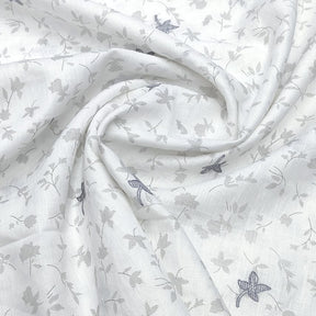 Solino 100% linen White Printed and embroidery Shirt Fabric