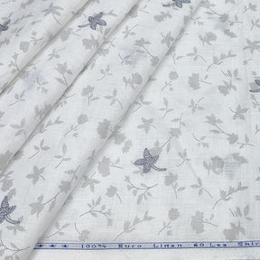 Solino 100% linen White Printed and embroidery Shirt Fabric