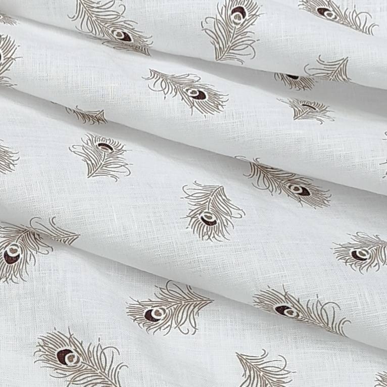 Solino 100% linen White Printed shirt Fabric