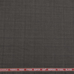 Raymond Men's Wool super 100s Check Trouser Fabric(Brown)