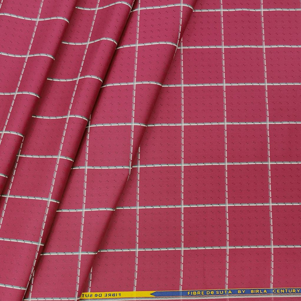Birla Century Men's Pure Cotton Premium Unstitched Shirt Fabric (Maroon)