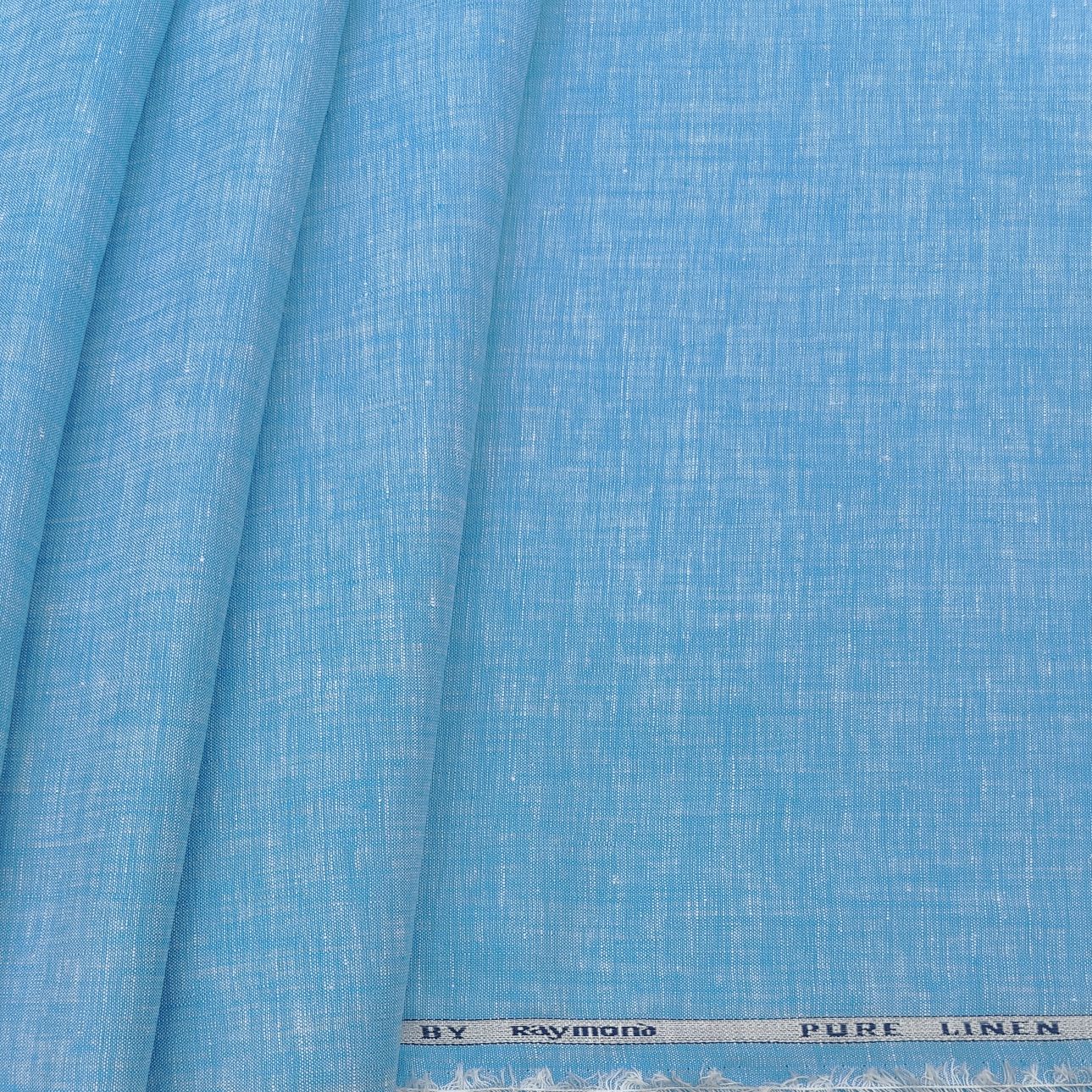 Raymond Pure linen Plain Shirt Fabric(Sea blue)