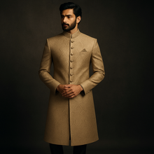 create indian modal wearing long achkan 