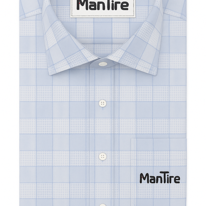 Shirt Fabric Raymond Giza Cotton Check With Jacquard Colour Light Blue N White