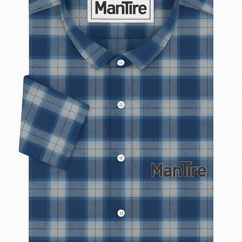 Warm Shirt Fabric Raymond Broad Check Colour Space Blue N White Plaid