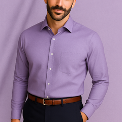Soktas Men's Finest 60s Giza Cotton FIll a Fill Light Plain Shirt fabric Colour Lavender