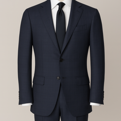 Suit Fabric Reid N Taylor Super 100s Count Wool Blended Broad Check Color Space Blue