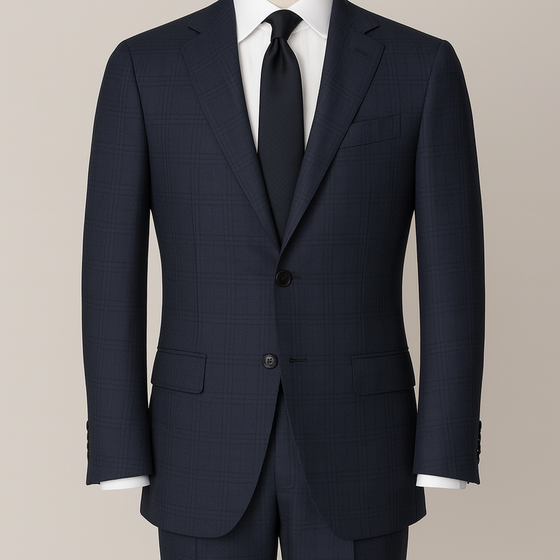 Suit Fabric Reid N Taylor Super 100s Count Wool Blended Broad Check Color Space Blue