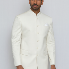 Suit Fabric Raymond Poly Viscose Plain Color Ash White