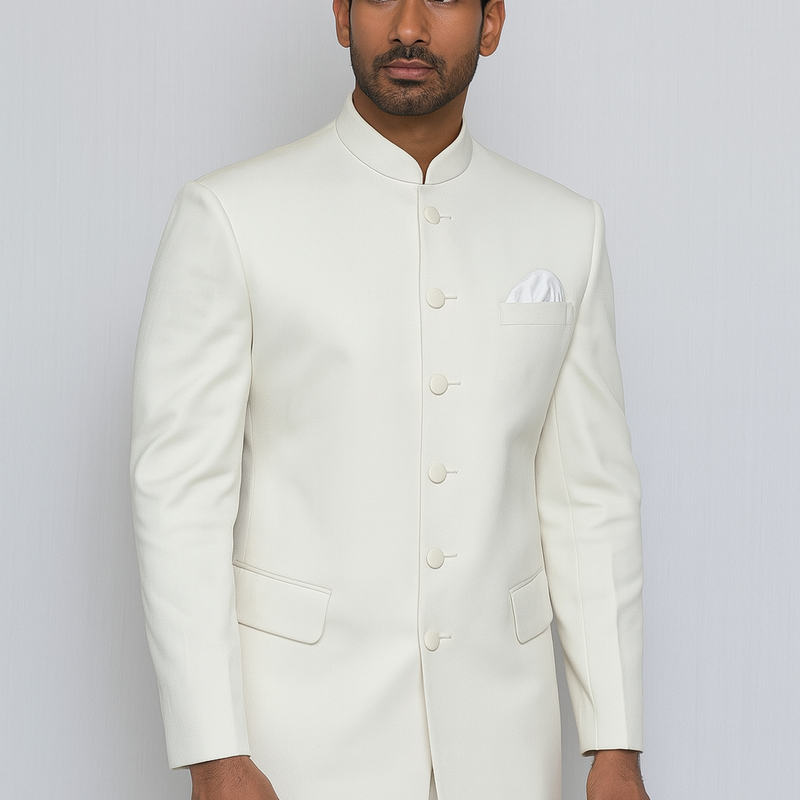 Suit Fabric Raymond Poly Viscose Plain Color Ash White