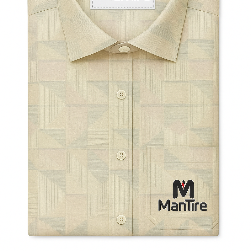 Shirt Fabric Soktas 100% Cotton Jacquard Colour Light Beige N Light Green