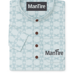 Shirt & Kurta Fabric Linen Club Linen Blended Printed Colour Light Blue N White